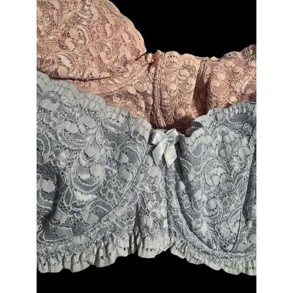 VTG UNDERWIRE EMBROIDERED LACE NETTING BLUE FASHION BUG 42D BRA Lot 2 Pink-Blue - Picture 11 of 11
